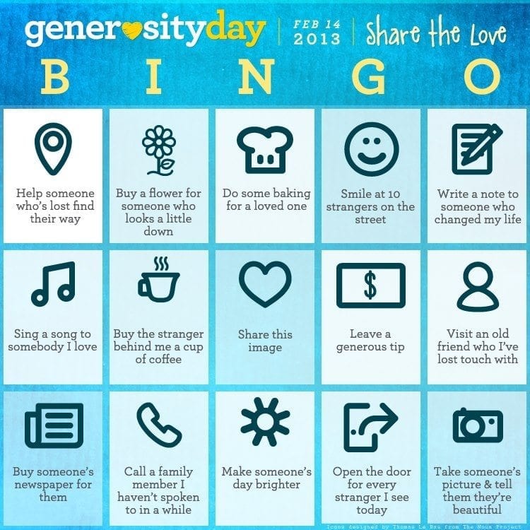 Generosity Day bingo