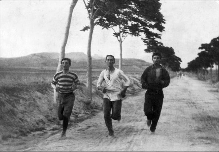 1896 Olympic marathon. Public domain photo by Burton Holmes.