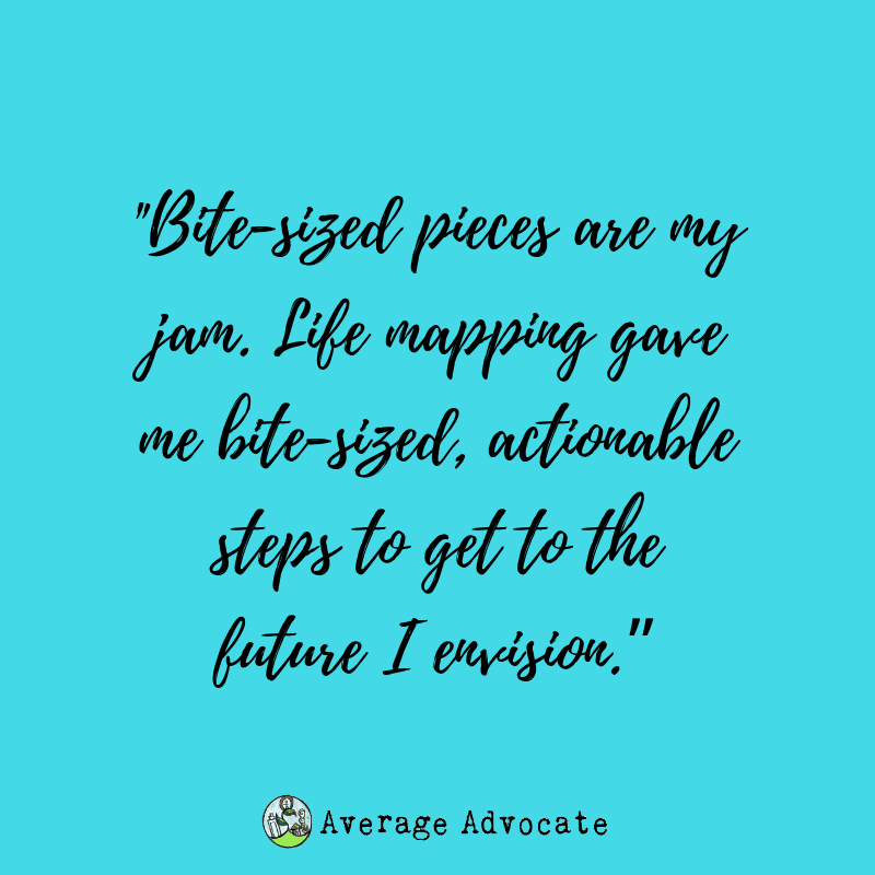 Bite sized pieces are my jam. life Mapping gave me actionable steps to get to the future I envision