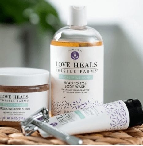 Love Heals Thistle Farms body wash, lotion, chapstick for ethical gifts under $10