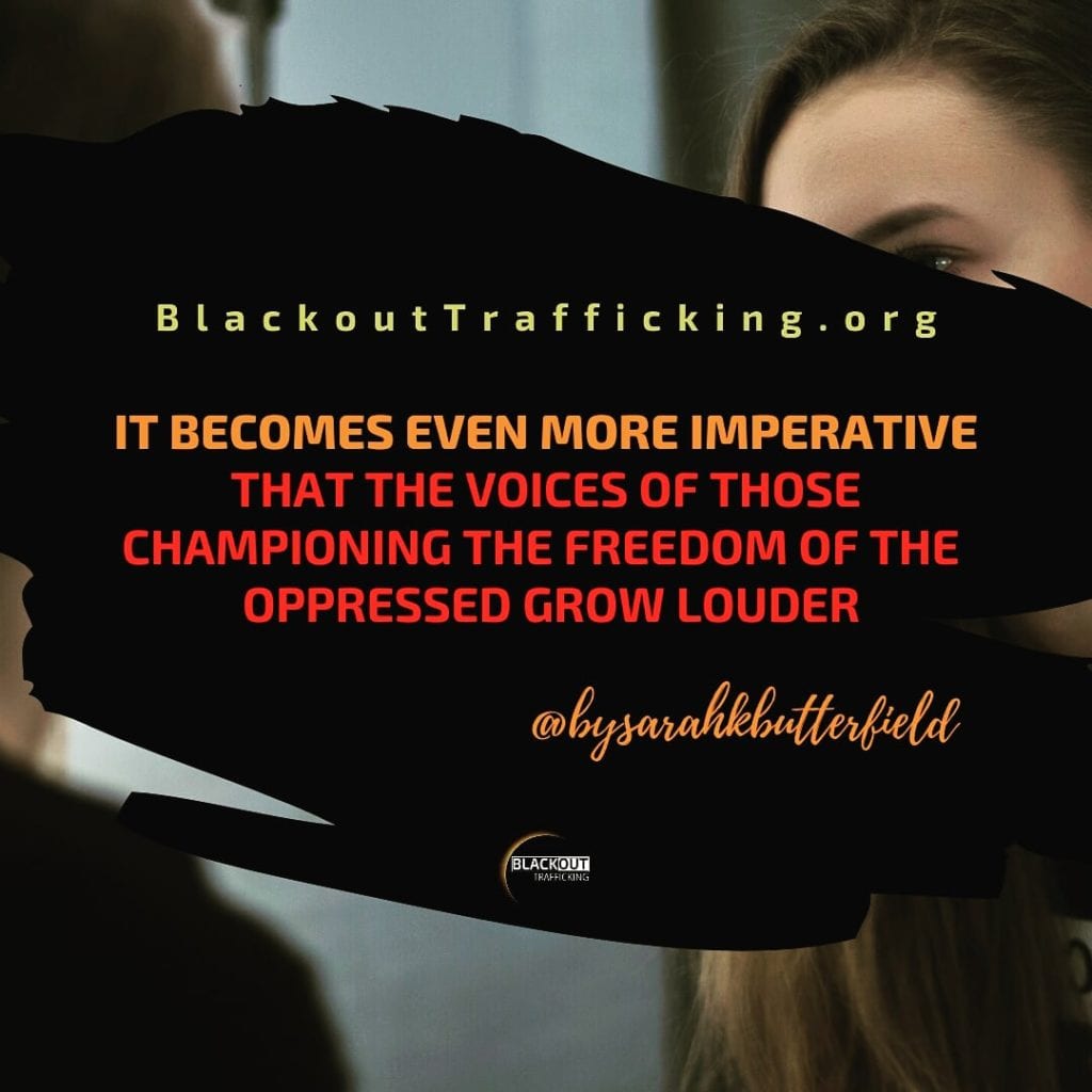 Sarah Butterfield writer Blackout Trafficking making a difference on human trafficking during a pandemic