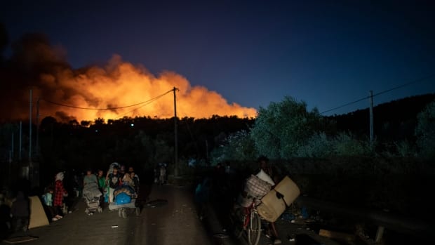  Photo Petros Giannakouris Moria Refugee Camp on Fire