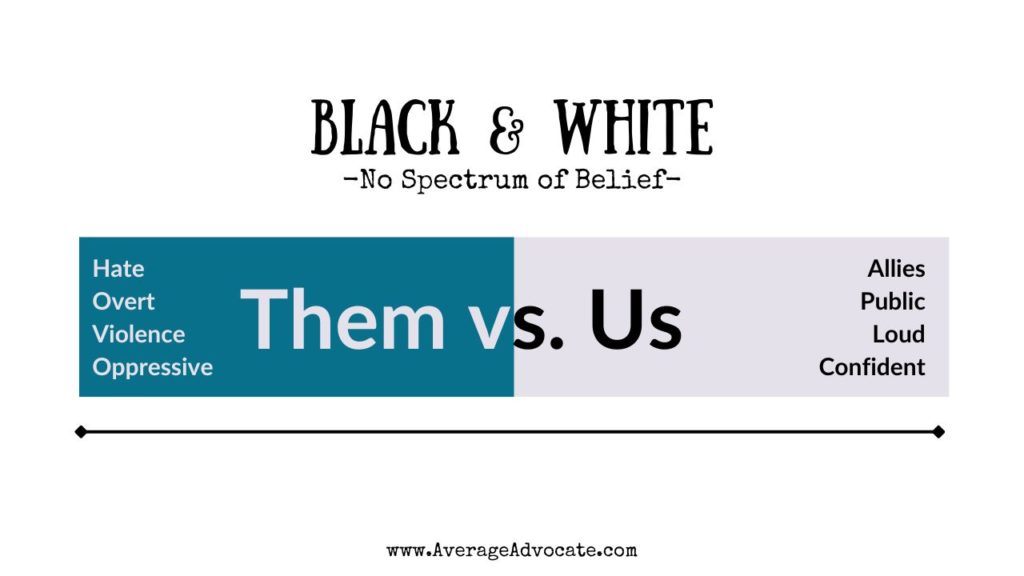 Them vs. Us or Us vs. them doesn't help us have good conversation with a spectrum of belief