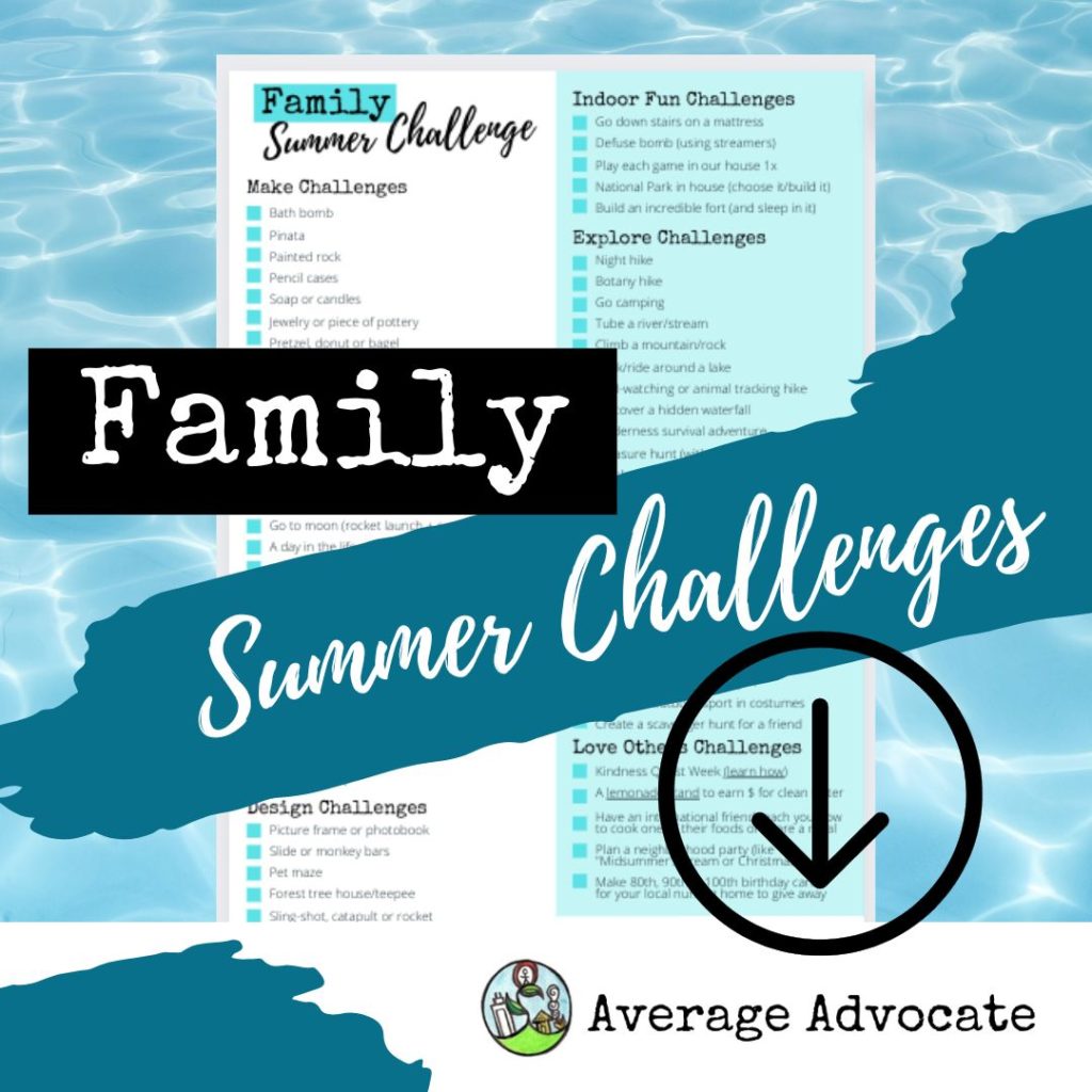 Family Summer Challenges from Average Advocate