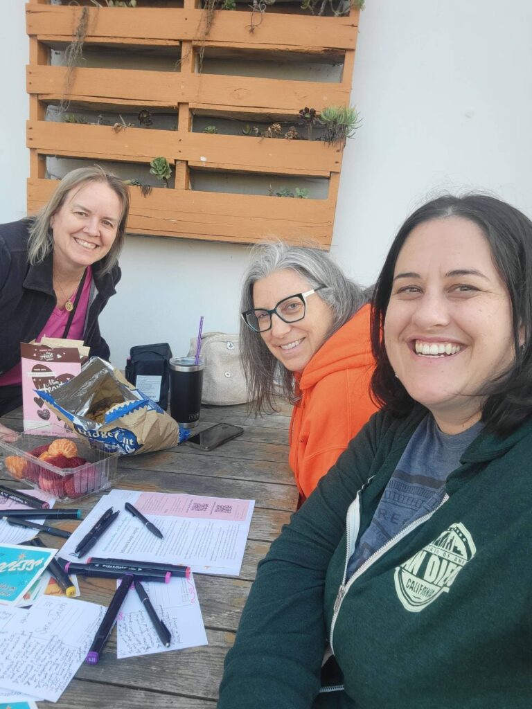 Changemaker Friends at a Postcard Party for Using Our Political Voice in San Diego with Women Building Peace