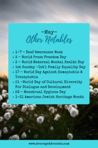 List of Activism and Advocacy Days in May