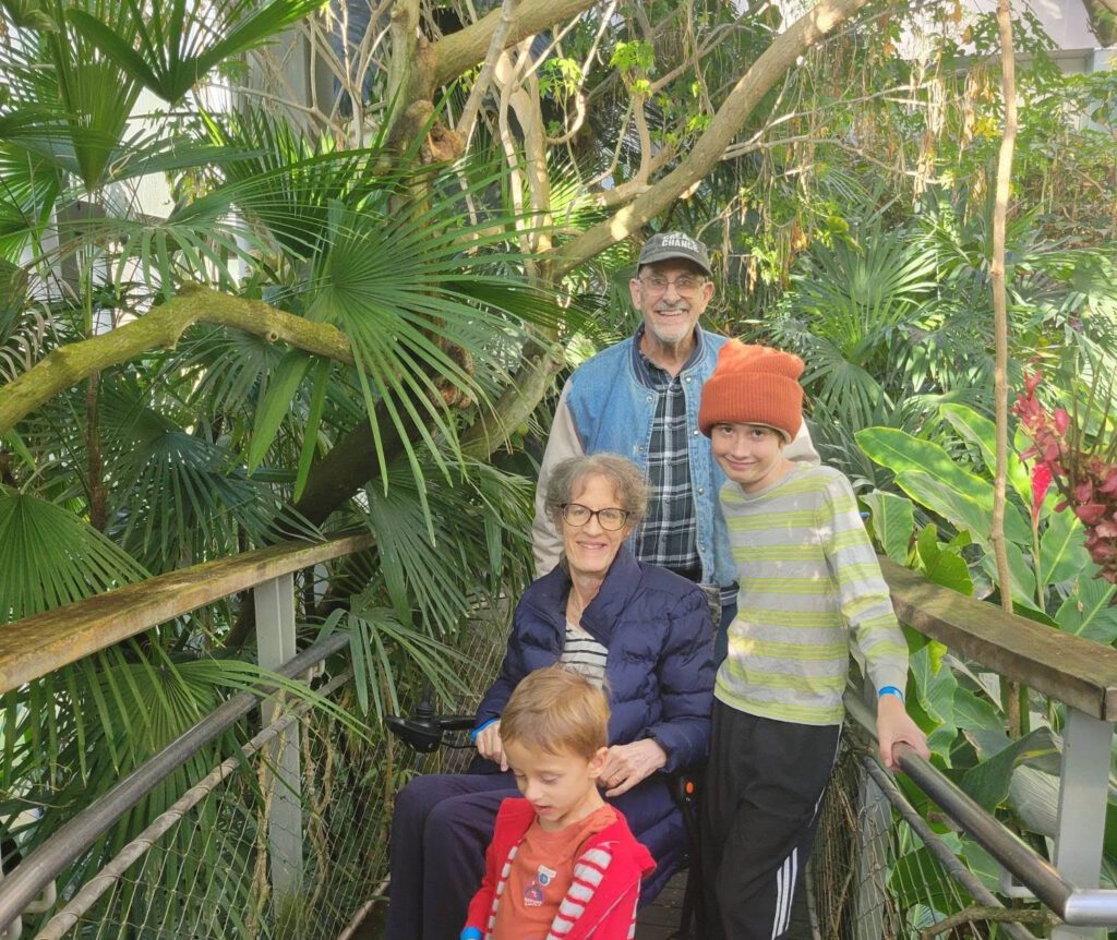 Changemakers when they visit their family - Elisa Johnston's family in a botanical garden after cleaning toilets